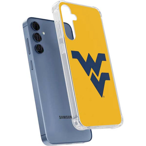 West Virginia University Yellow Background Galaxy A35 5G Clear Case